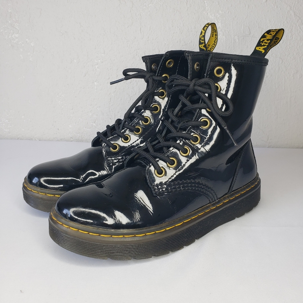 Dr. Martens Shiny Zavala Black Lace-Up Boots